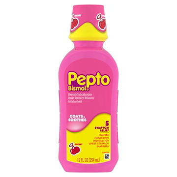 Pepto-Bismol Liquid for Nausea, Heartburn, Indigestion, Upset Stomach, & Diarrhea - 5 Symptom Fast Relief, Cherry Flavor
