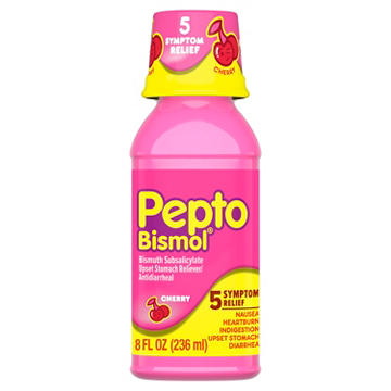 Pepto-Bismol Liquid for Nausea, Heartburn, Indigestion, Upset Stomach, & Diarrhea - 5 Symptom Fast Relief, Cherry Flavor