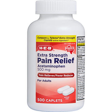H-E-B Acetaminophen Fever & Pain Relief Caplets – 500 mg
