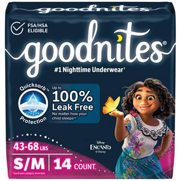 Goodnites Girls' Nighttime Bedwetting Underwear - S/M (43-68 lbs)