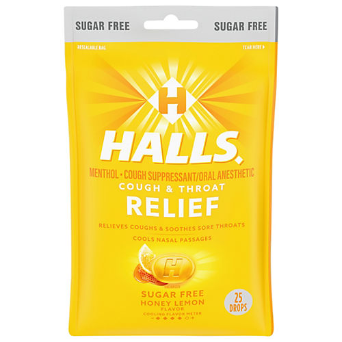 Halls Relief Cough Drops Sugar Free Honey Lemon Shop Cough