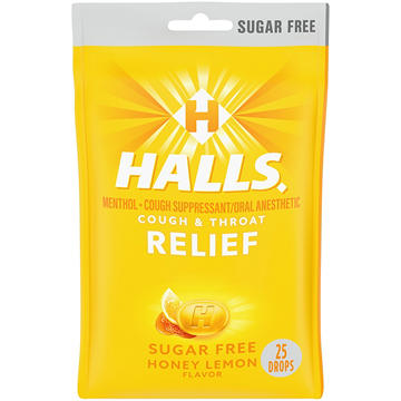 Halls Relief Cough Drops - Sugar Free Honey Lemon