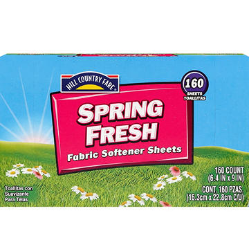 Hill Country Fare Fabric Softener Dryer Sheets - Spring Fresh