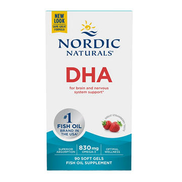 Nordic Naturals DHA Fish Oil Supplement 830mg Softgels - Strawberry Flavor