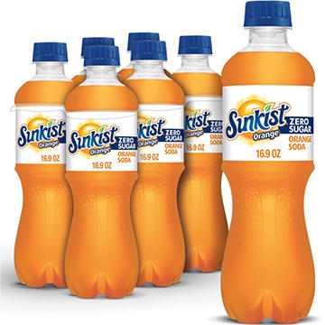 Sunkist Zero Sugar Orange Soda 6 pk Bottles