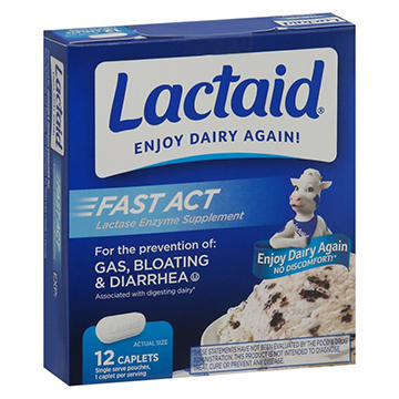 Lactaid Fast Act Lactose Intolerance Caplets, Travel Packs