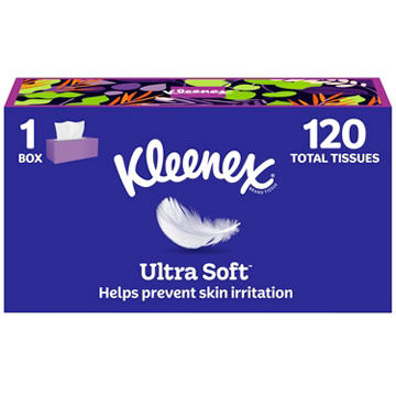Kleenex Ultra Soft Facial Tissues Flat Box 3 Ply