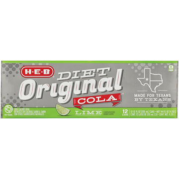 H-E-B Diet Original Cola with Lime Soda 12 pk Cans