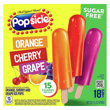 Popsicle Sugar Free Ice Pops Variety Pack - Orange, Cherry & Grape