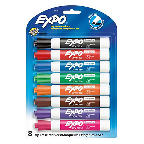 U Brands Assorted Double-Ended Dry Erase Magnetic Markers, 6/Pkg (507U0624)