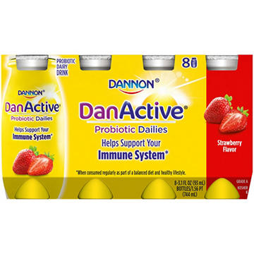 Dannon DanActive Probiotic Dailies Strawberry Dairy Drink 8 pk Bottles