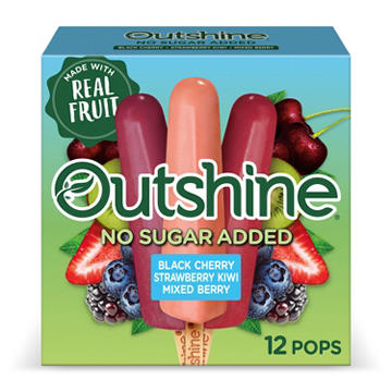 Outshine No Sugar Added Frozen Fruit Pops Variety Pack - Black Cherry, Strawberry Kiwi & Mixed Berry