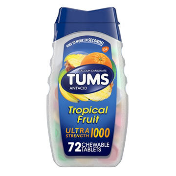 Tums Chewable Antacid Tablets for Ultra Strength Heartburn Relief, Tropical Fruit