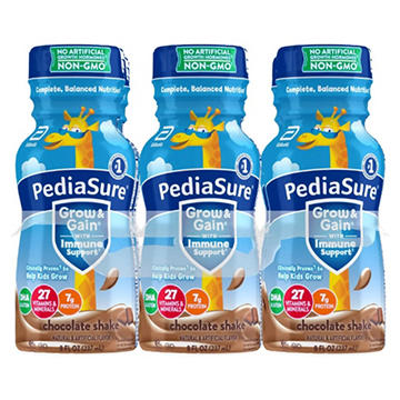PediaSure Grow & Gain with Immune Support 7g Protein Shake for Kids - Chocolate, 8 oz Bottles
