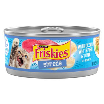 Friskies Purina Shreds Wet Cat Food - Ocean Whitefish and Tuna in Sauce