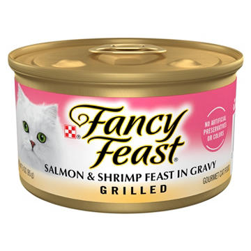 Fancy Feast Purina Grilled Wet Cat Food - Salmon and Shrimp Feast in Gravy