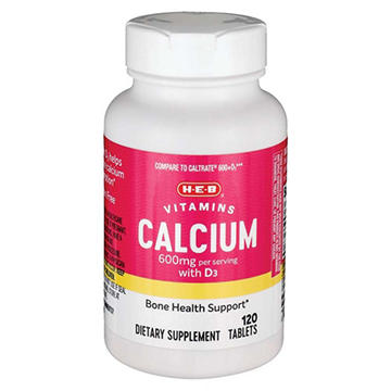 H-E-B Vitamins 600 mg Calcium with D3 Tablets