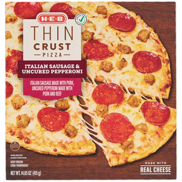 H-E-B Italian Sausage & Uncured Pepperoni Thin Crust Frozen Pizza