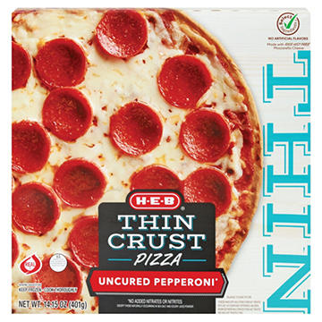 H-E-B Thin Crust Frozen Pizza - Uncured Pepperoni