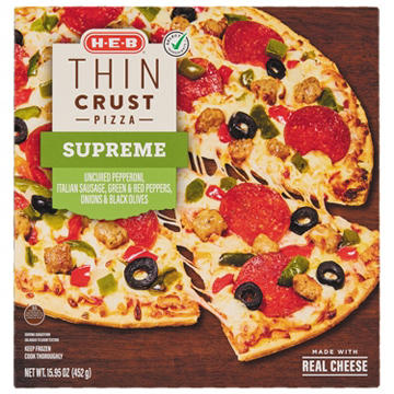 H-E-B Supreme Thin Crust Frozen Pizza