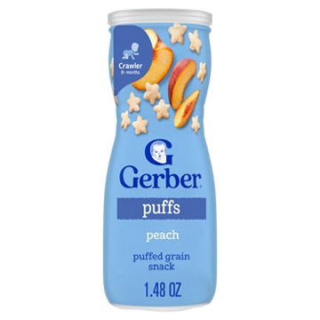 Gerber Stage 3 Baby Snacks -  Peach Puffs for Led Feeding