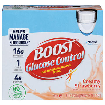 BOOST Glucose Control Nutritional Drinks 6 pk Bottles - Creamy Strawberry