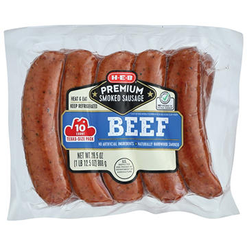 H-E-B Premium Beef Smoked Sausage Links - Texas-Size Pack