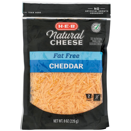 H-E-B Fat Free Cheddar Shredded Cheese, 8 oz
