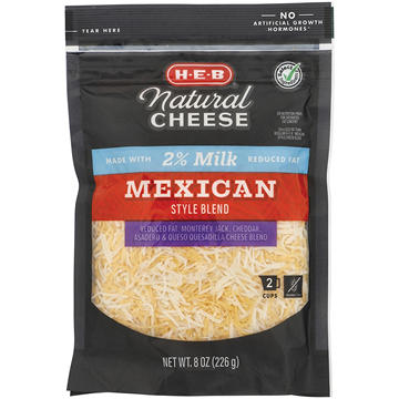 H-E-B Reduced Fat Mexican Style Blend Shredded Cheese