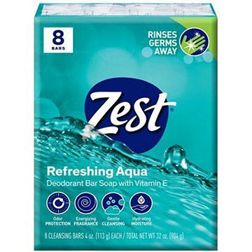 Zest Aqua Family Deodorant Bars 8 ct