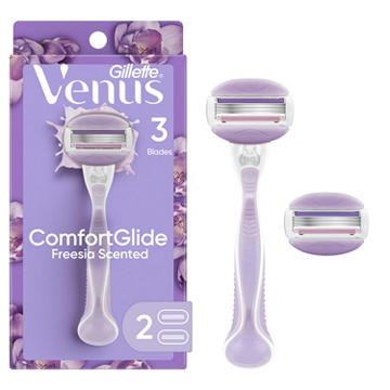 Venus ComfortGlide Women's Razor + 2 Blade Refills, Freesia Scented