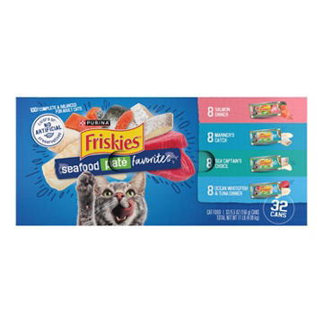 Friskies Purina Wet Cat Food Pate Variety Pack - Seafood Favorites