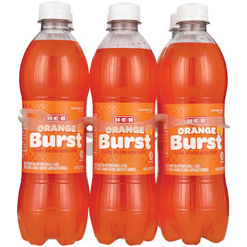 H-E-B Orange Burst Soda 6 pk Bottles