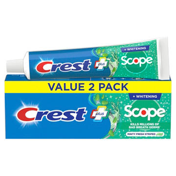 Crest Complete + Scope Whitening Toothpaste - Minty Fresh Striped, 2 Pk