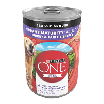 Purina ONE Plus Classic Ground Vibrant Maturity Adult 7 Plus Entree Senior Dog Food - Turkey And Barley