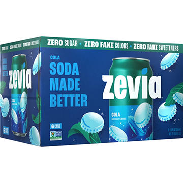 Zevia Zero Sugar Cola Soda 6 pk Cans