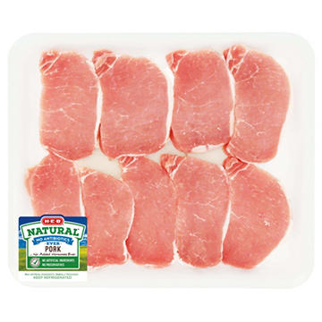 H-E-B Natural Boneless Center Loin Pork Chops - Value Pack