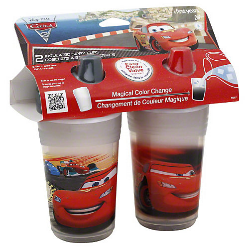 The First Years 2 Pack 9 Ounce Insulated Sippy Cup, Cars/Pattern May Vary  (Color and design may vary)