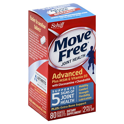 Schiff Move Free Advanced Triple Strength Plus MSM and Vitamin D3 - 80  Coated Tablets, 1 Pack/80 Count - Fry's Food Stores