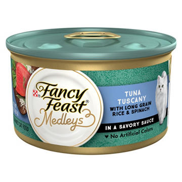 Fancy Feast Purina Wet Cat Food Medleys - Tuna Tuscany with Long Grain Rice & Greens in Savory Sauce