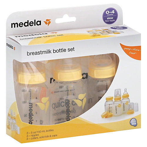Medela Breast Milk Storage Bottles, 3 Pack 8 Oz with Solid Lids