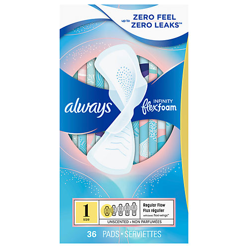 Always, Maxi Pads For Women, Size 1, Regular Absorbency, 28 Count