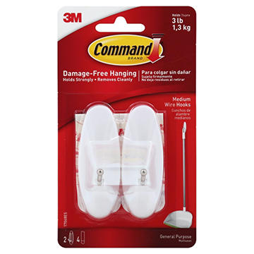 Command Medium Wire Hooks - White