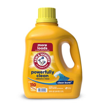 Arm & Hammer Powerfully Clean HE Liquid Laundry Detergent, 110 Loads - Clean Burst
