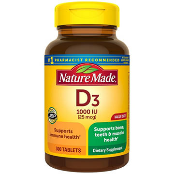 Nature Made Vitamin D3 25 mcg (1,000 IU) Tablets
