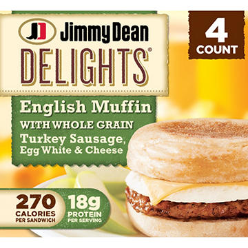Jimmy Dean Delights Turkey Sausage, Egg White & Cheese English Muffin Breakfast Sandwiches