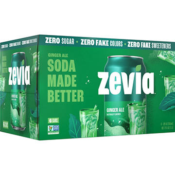 Zevia Zero Sugar Ginger Ale Soda 6 pk Cans