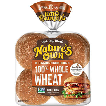 Nature's Own 100% Whole Wheat Hamburger Buns