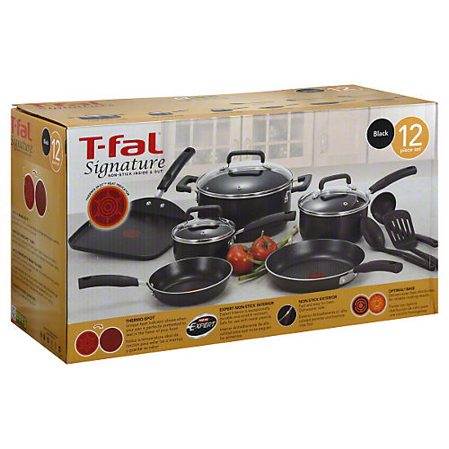 T-fal t-fal signature nonstick cookware set 12 piece pots and pans