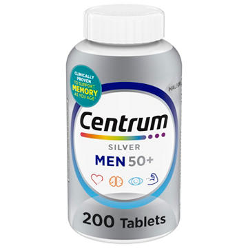 Centrum Silver Multivitamin for Men 50 Plus, Multimineral Supplement, Vitamin D3, B-Vitamins and Zinc, Gluten Free, Non-GMO Ingredients, Supports memory and cognition in older adults